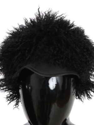 Dolce & Gabbana Chic Black Gatsby Cap in Tibet Lamb Fur