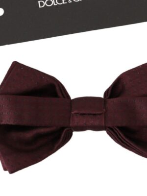 Dolce & Gabbana Elegant Maroon Silk Polka Dot Bow Tie