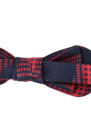 Dolce & Gabbana Elegant Red Checkered Silk Bow Tie