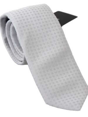 Dolce & Gabbana Elegant White Patterned Silk Blend Neck Tie