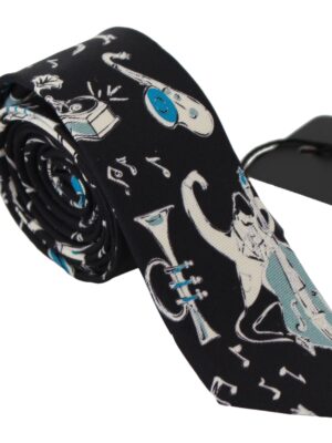 Dolce & Gabbana Elegant Black Music Pattern Silk Neck Tie