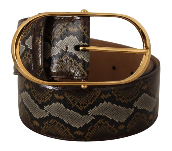 Dolce & Gabbana Elegant Gold Oval Buckle Leather Belt - Image 2