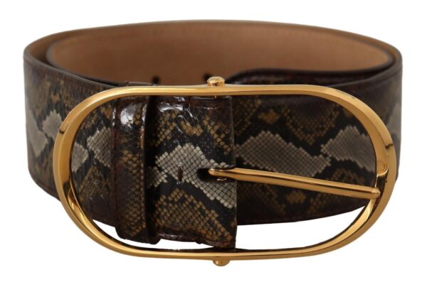 Dolce & Gabbana Elegant Gold Oval Buckle Leather Belt - Image 3