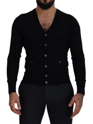 Dolce & Gabbana Elegant Wool Buttoned Black Cardigan