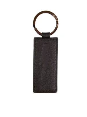 Neil Barrett Black Leather Men Keychain