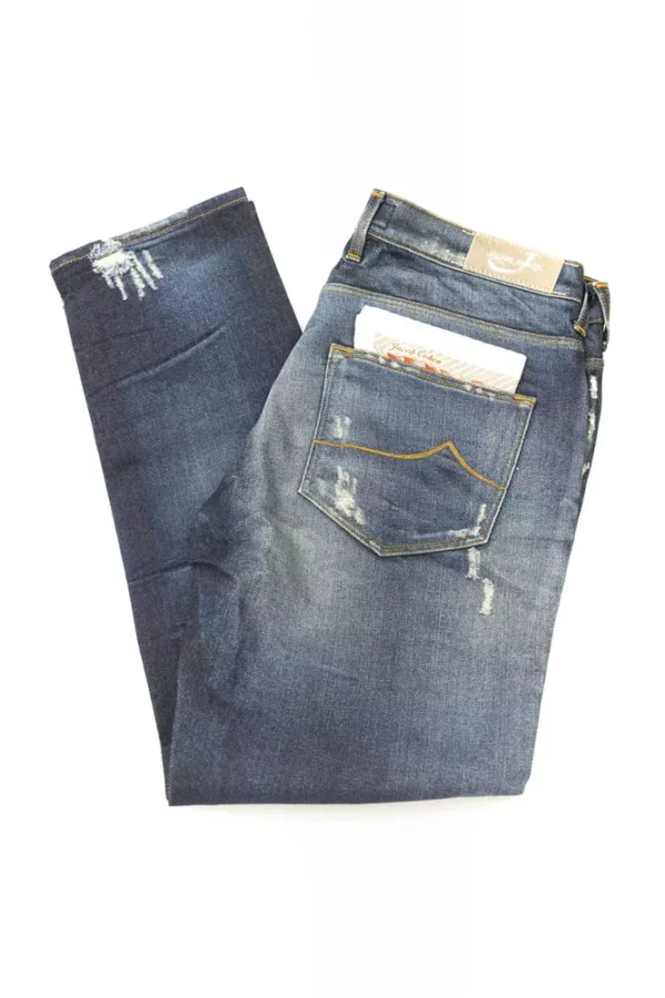 Jacob Cohen Blue Cotton Women Jeans with Straight Leg and Small Rips