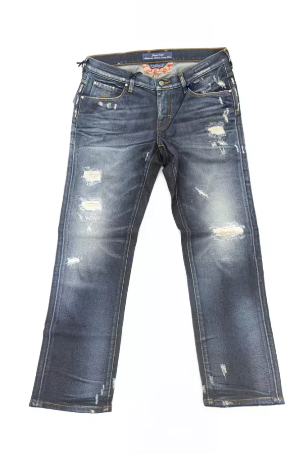 Jacob Cohen Blue Cotton Women Jeans with Straight Leg and Small Rips - Image 2