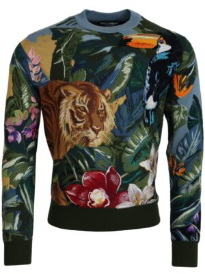 Dolce & Gabbana Jungle Embroidered Wool-Silk Sweater