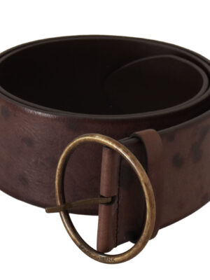 Dolce & Gabbana Elegant Dark Brown Leather Belt with Logo Buckle