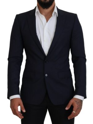 Dolce & Gabbana Elegant Blue Wool Silk Blazer Jacket