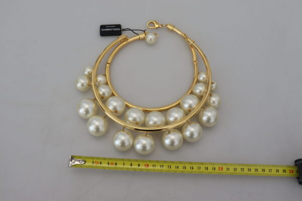 Dolce & Gabbana Elegant Faux Pearl Embellished Gold Choker - Image 8