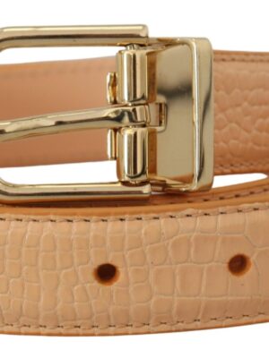 Dolce & Gabbana Beige Exotic Leather Gold Metal Buckle Belt