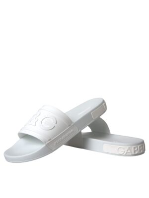 Dolce & Gabbana White Rubber Slides Sandals Beachwear Shoes