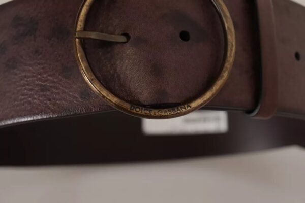 Dolce & Gabbana Dark Brown Wide Calf Leather Logo Round Buckle Belt - Image 7