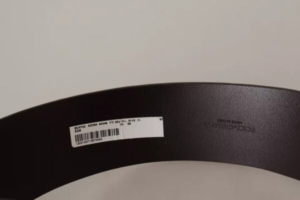 Dolce & Gabbana Dark Brown Wide Calf Leather Logo Round Buckle Belt - Image 6
