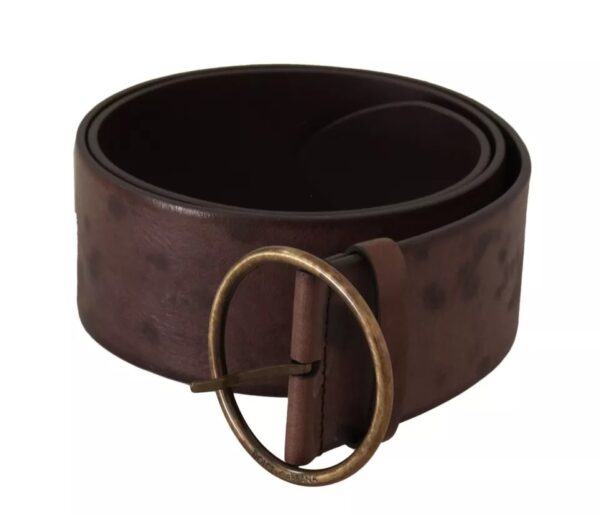 Dolce & Gabbana Dark Brown Wide Calf Leather Logo Round Buckle Belt - Image 4