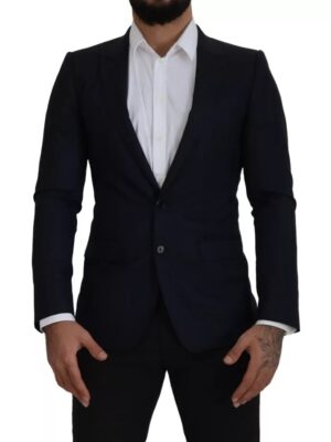 Dolce & Gabbana Blue Wool Single Breasted Coat Men Blazer