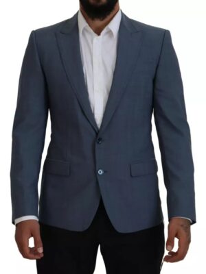Dolce & Gabbana Blue Wool Stretch Slim Fit Jacket Blazer