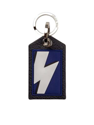 Neil Barrett Blue Leather Men Keychain