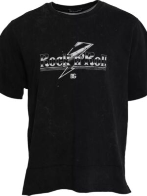 Dolce & Gabbana Black Graphic Print Cotton Crew Neck T-shirt