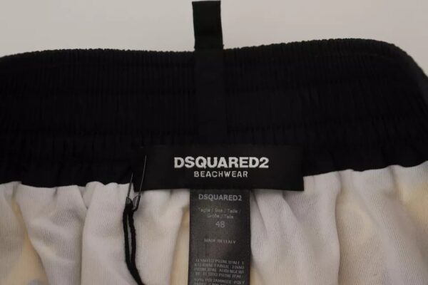 Dsquared² Yellow Black Printed Nylon Beachwear Shorts Swimwear - Image 6