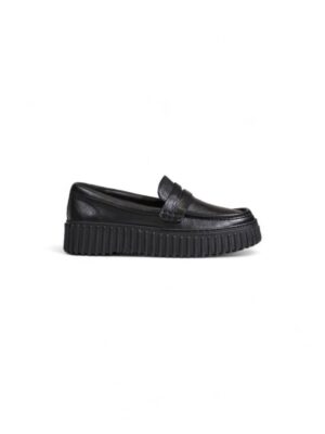 Clarks Black Leather Flat Shoe