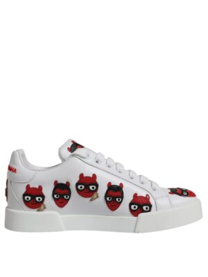 Dolce & Gabbana White Devil Face Portofino Sneakers Shoes