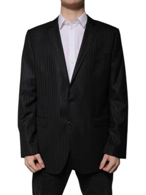 Dolce & Gabbana Black Stripe Wool Single Breasted Blazer