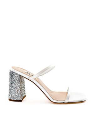 Miu Miu White Silk Sandal