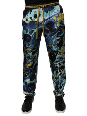 Dolce & Gabbana Multicolor Marble Print Jogger Sweatpants Pants