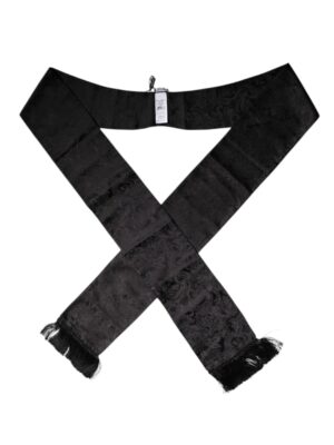 Dolce & Gabbana Black Floral Jacquard Skinny Fringes Scarf