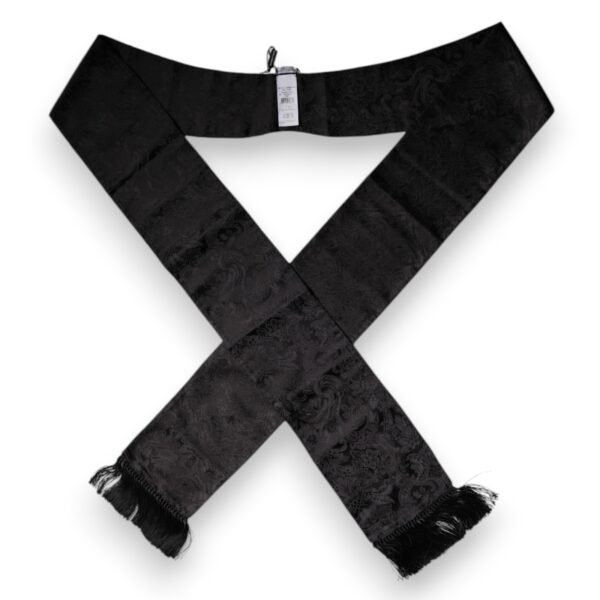 Dolce & Gabbana Black Floral Jacquard Skinny Fringes Scarf - Image 3