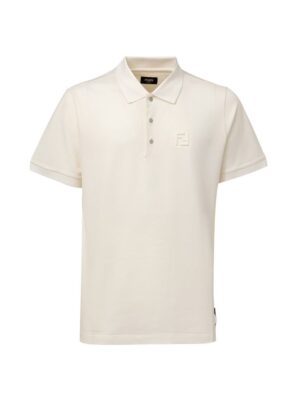 Fendi White Cotton Polo Shirt