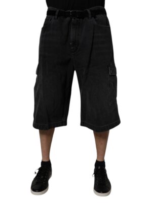 Dolce & Gabbana Black Cotton Cargo Denim Men Bermuda Shorts