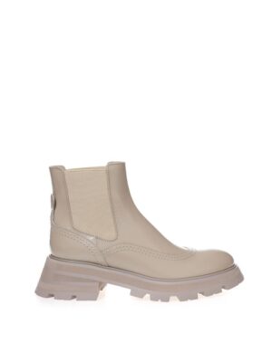 Alexander McQueen Chic Gray Leather Boots for Elegant Steps