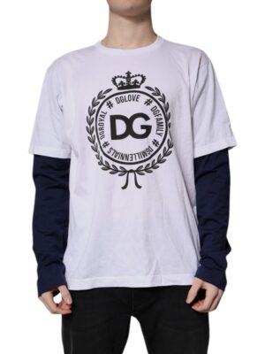 Dolce & Gabbana White Graphic Print Cotton Crew Neck T-shirt