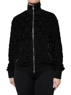 Dolce & Gabbana Black Logo Monogram Full Zip Bomber Jacket