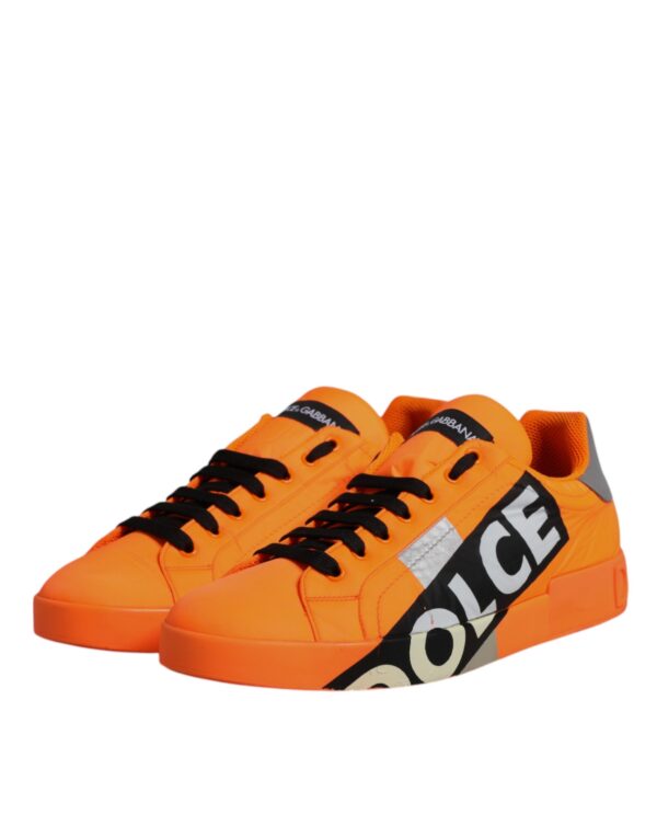 Dolce & Gabbana Orange Portofino Logo Tape Men Sneakers Shoes - Image 4