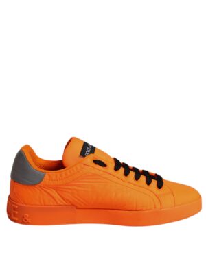 Dolce & Gabbana Orange Portofino Logo Tape Men Sneakers Shoes