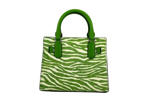 Michael Kors Hamilton Small Leather Zebra Print Satchel Crossbody Jungle Green - Image 4