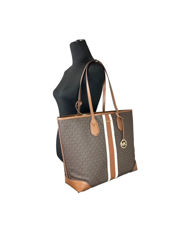 Michael Kors Eva Large Stripe Travel Tote Bag Plus Pouch Brown - Image 2
