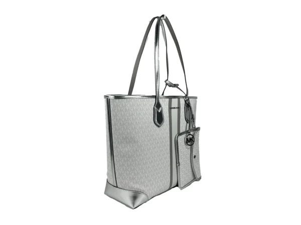 Michael Kors Eva Large Stripe Travel Tote Bag Plus Pouch White - Image 2