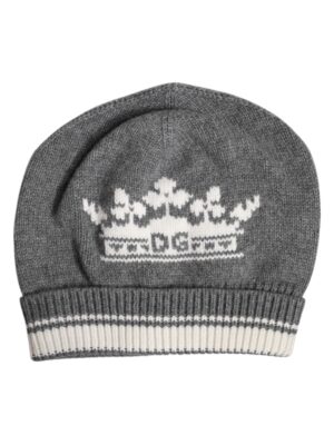 Dolce & Gabbana Gray Cashmere Knitted Winter Beanie Hat