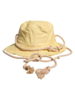 Dolce & Gabbana Yellow Cotton Wide Brim Bucket