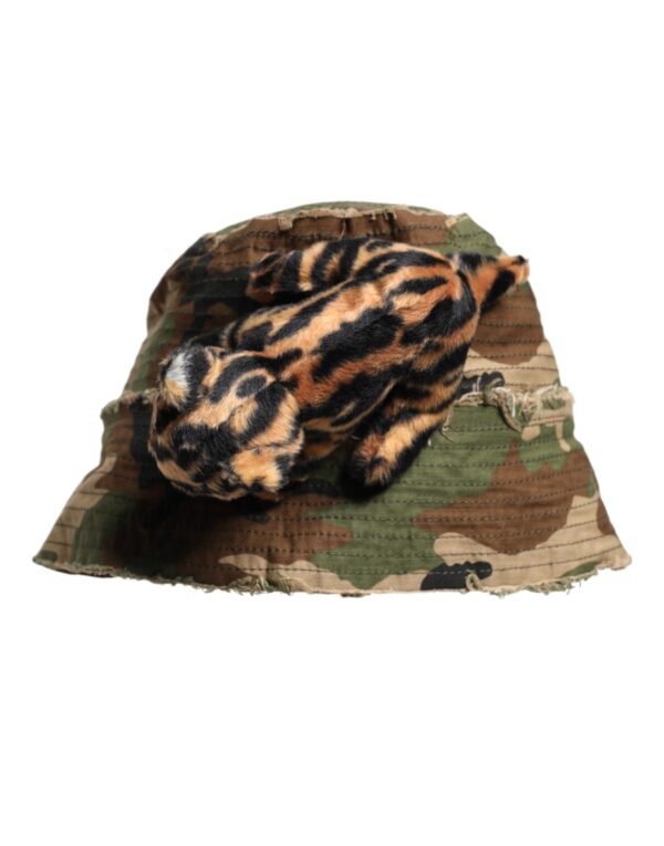 Dolce & Gabbana Multicolor Leopard Embellish Wide Brim Bucket Hat - Image 2