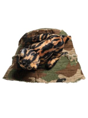 Dolce & Gabbana Multicolor Leopard Embellish Wide Brim Bucket Hat