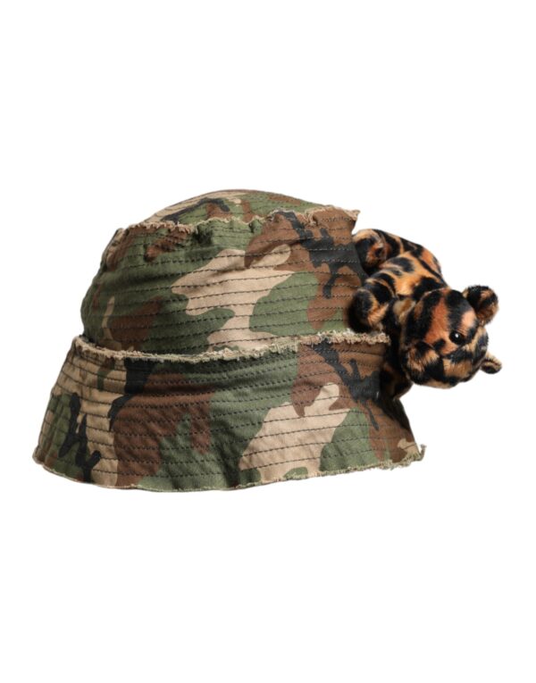 Dolce & Gabbana Multicolor Leopard Embellish Wide Brim Bucket Hat - Image 3