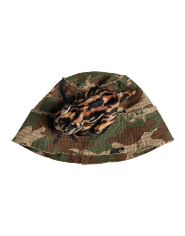Dolce & Gabbana Multicolor Leopard Embellish Wide Brim Bucket Hat - Image 5