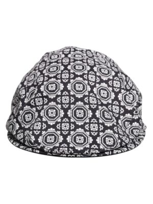 Dolce & Gabbana Black White Printed Newsboy Capello Cabbie Hat