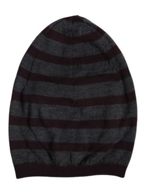Dolce & Gabbana Gray Striped Wool Knitted Winter Beanie Hat